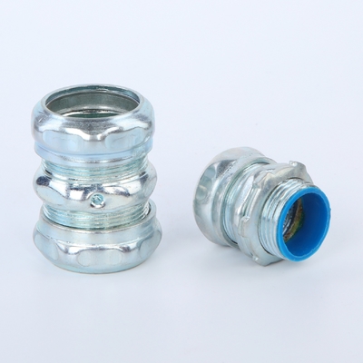 China 1/2&quot; EMT Compression Connector Raintight Steel Material Electro Galvanised With 1/4&quot; Screws Silver Colore UL LISTED supplier