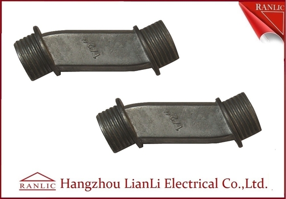 China Zinc Die Casting 1/2&quot; 3/4&quot; EMT Offset Connector Both End Threaded , Gray White supplier
