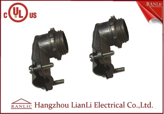 China Steel Flexible Conduit Fittings Squeeze 90 Degree BX Connector , UL File No. E469552 supplier