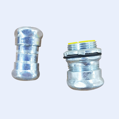 China Compression Electro Glavanized 2 Inch EMT Connector Steel Material Blue Yellow supplier