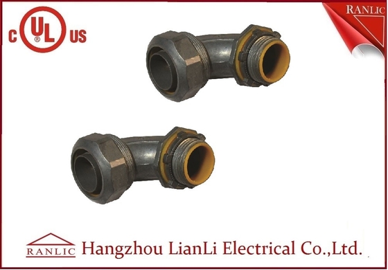 China Liquid Tight Flexible Metal Conduit Fittings 90 Degree Connector With Insulated Throat supplier