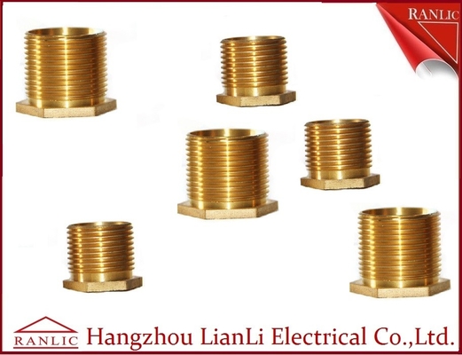China Brass Male Bush Brass Electrical Wiring Accessories Long Hexagon Head GI Thread supplier
